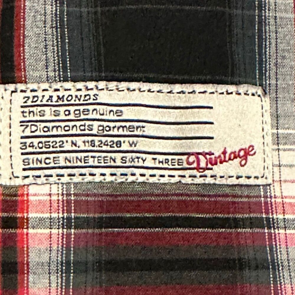 7 Diamonds Plaid Button Up Collared Short Sleeve Shirt | Men Size XXL - Picture 4 of 11